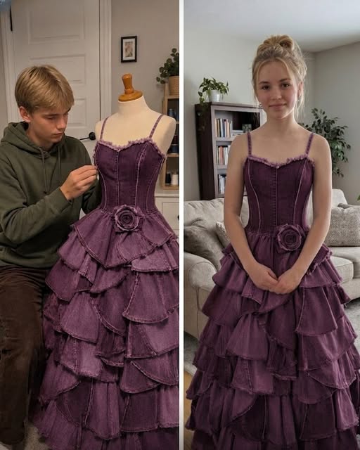 My Stepmom Refused to Give Me Money for a Prom Dress – My Brother Sewed One from Our Late Mom’s Jeans Collection, and What Happened Next Made Her Jaw Drop