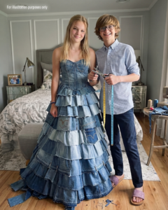 My stepmom refused to buy me a prom dress, so my 15-year-old brother made one from our late mom’s old jeans — she came to watch me get laughed at, until the principal took the mic My stepmom refused to buy me a prom dress, so my 15-year-old brother made one from our late mom’s old jeans — she came to watch me get laughed at, until the principal took the mic
