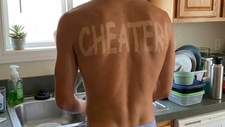 My husband returned from a five-day business trip with “CHEATER!” burned across his back