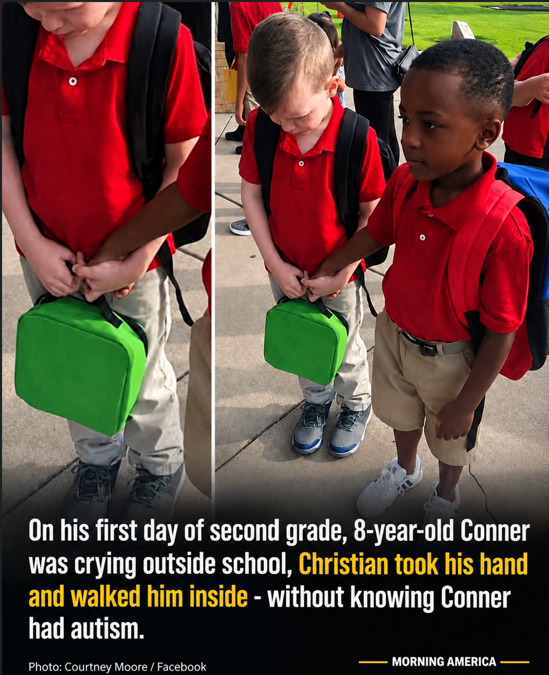 8-Year-Old Was Crying on His First Day of School — Then Another Boy Quietly Took His Hand 8-Year-Old Was Crying on His First Day of School — Then Another Boy Quietly Took His Hand