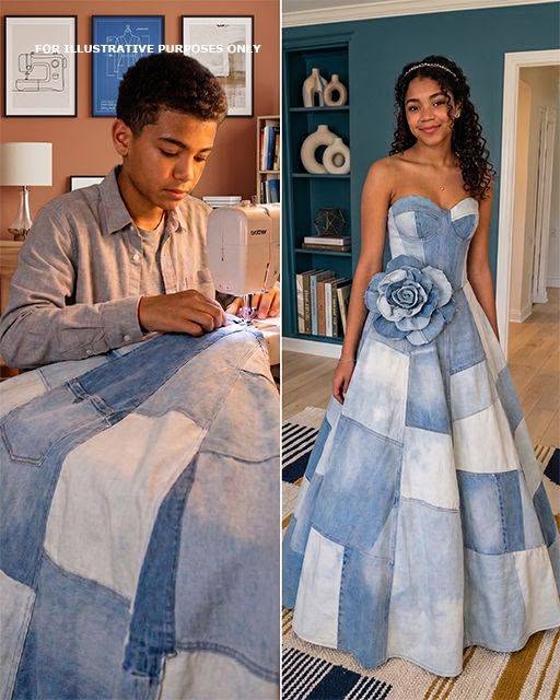 My Stepmom Refused to Buy Me a Prom Dress, So My Brother Made One from Our Late Mom’s Jeans-What Happened Next Left Her Speechless