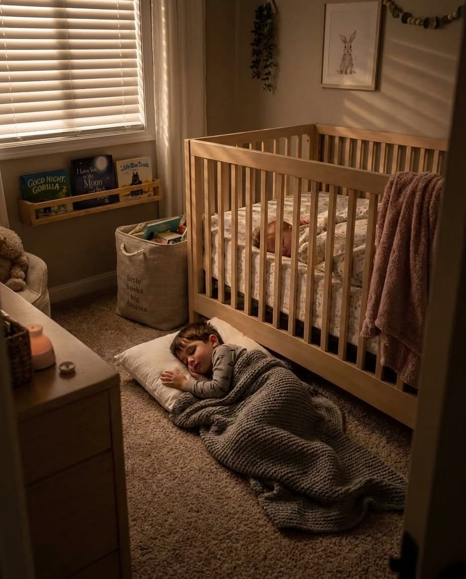 My Son Slept Under His Baby Sister’s Crib Every Night — Then I Heard What He Whispered in the Dark